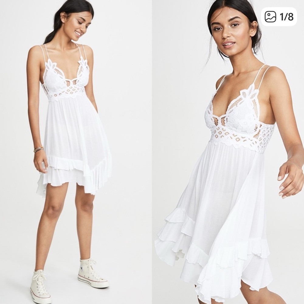 Free people Adella lace slip dress large white